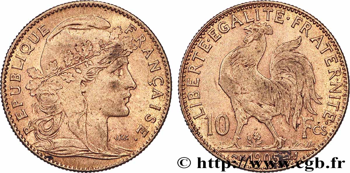 10 francs or Coq 1905 Paris F.509/6 TTB 