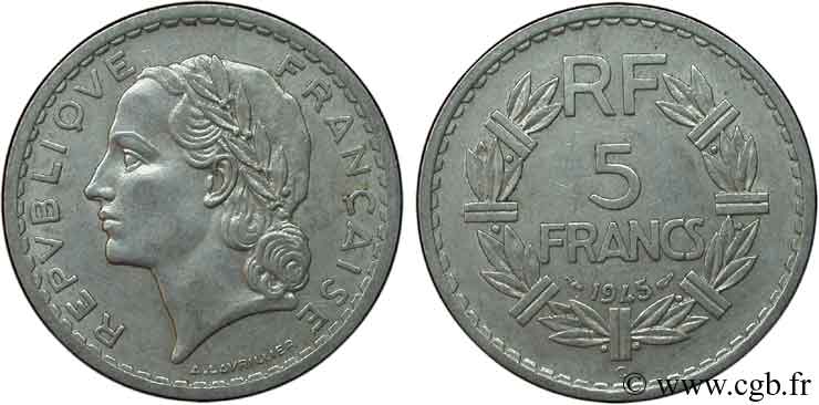 5 francs Lavrillier, aluminium 1945 Castelsarrasin F.339/5 BB48 