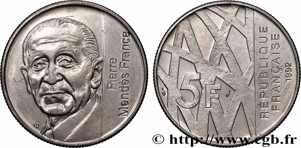 5 francs Mendès-France 1992  F.343/2 MS 