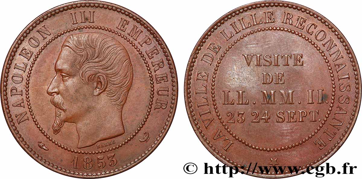 Module de dix centimes, Visite impériale à Lille les 23 et 24 septembre 1853 1853 Lille VG.3365  SUP+ 