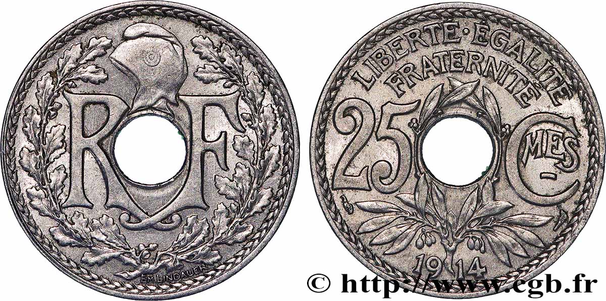 25 centimes Lindauer, Cmes souligné 1914  F.170/2 TTB+ 