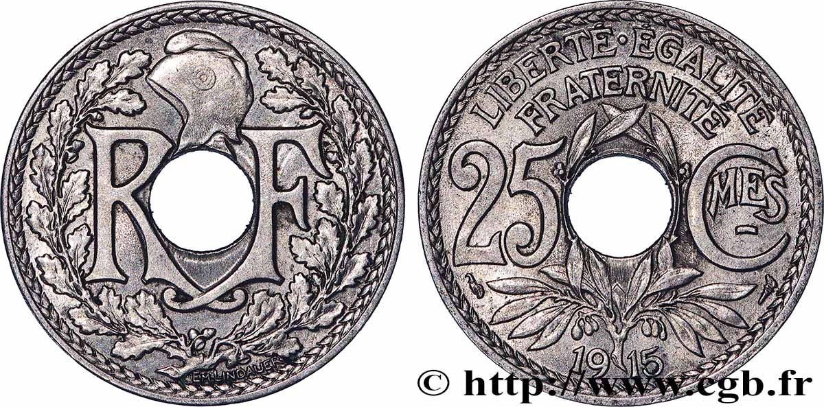25 centimes Lindauer, Cmes souligné 1915  F.170/3 AU 