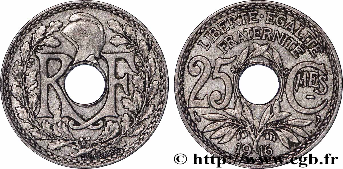 25 centimes Lindauer, Cmes souligné 1916 Paris F.170/4 TTB 