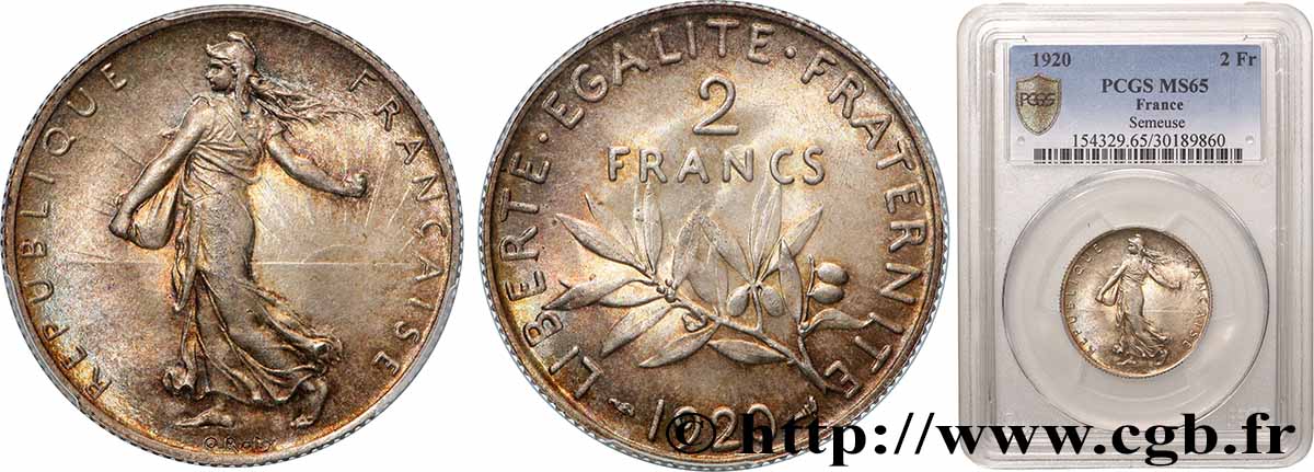 2 francs Semeuse 1920  F.266/22 ST65 PCGS