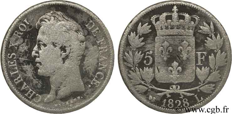 5 francs Charles X, 2e type 1828 Bayonne F.311/21 F12 