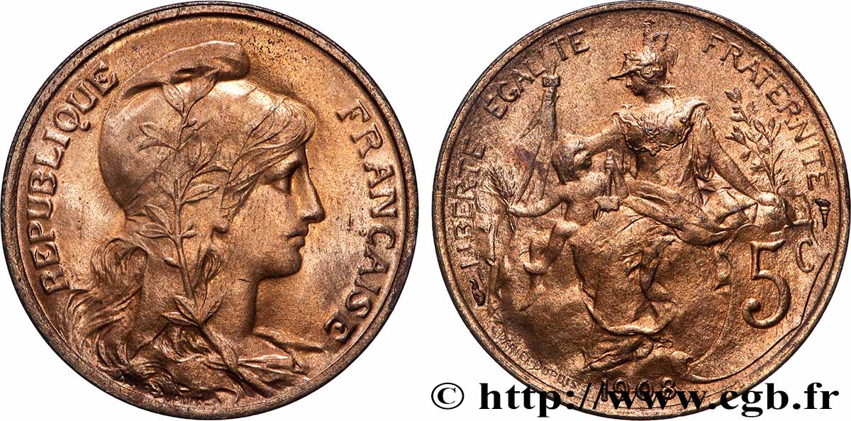 5 centimes Daniel-Dupuis 1908  F.119/19 fST+ 