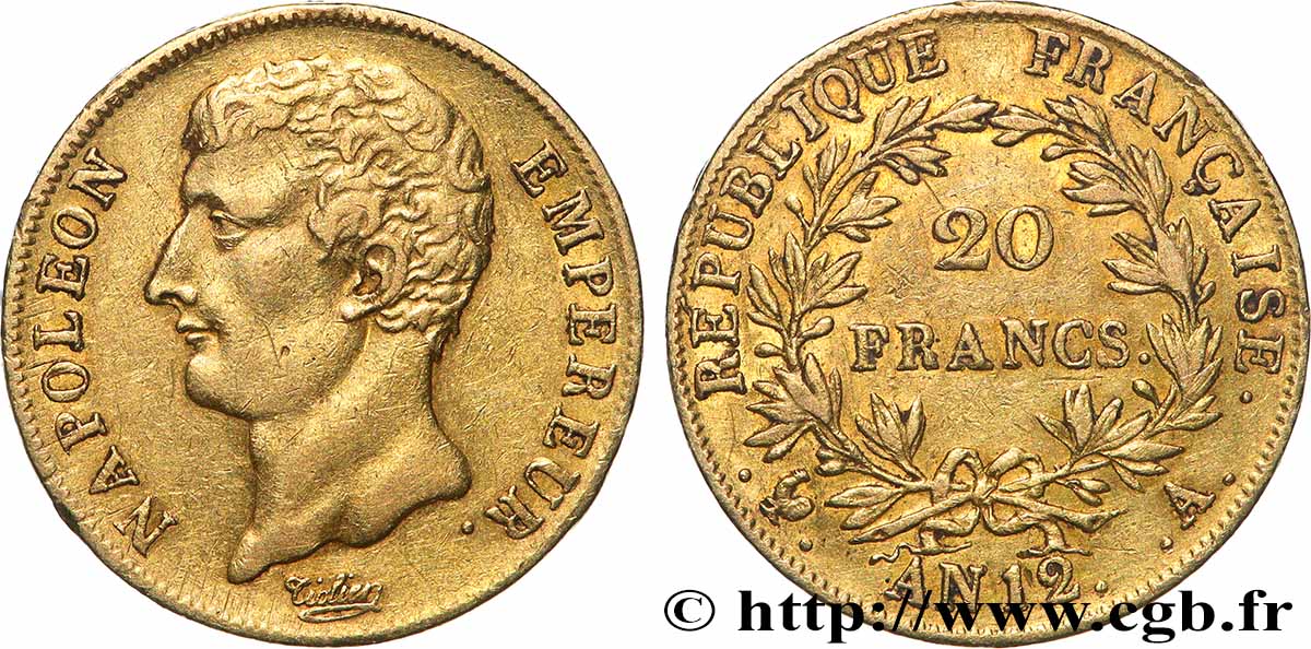 20 francs or Napoléon Empereur, buste intermédiaire 1804 Paris F.511/1 SS 