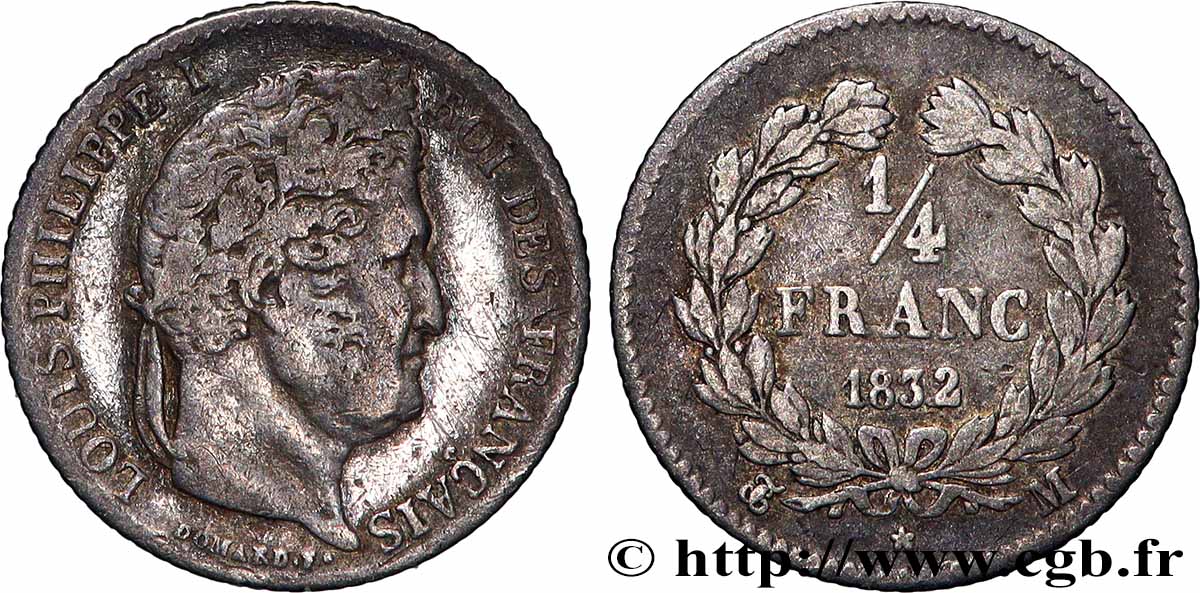 1/4 franc Louis-Philippe 1832 Toulouse F.166/24 TB 