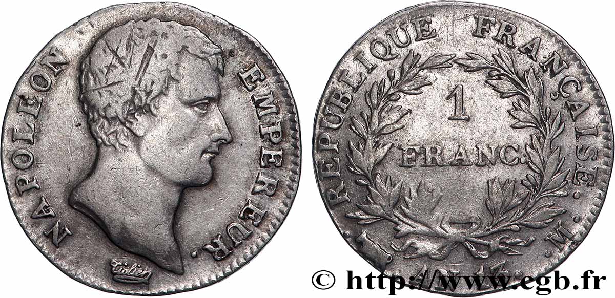 1 franc Napoléon Empereur, Calendrier révolutionnaire 1805 Toulouse F.201/23 TB 