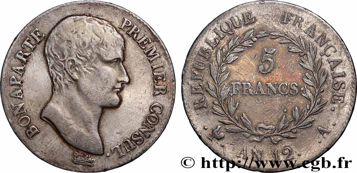 5 francs Bonaparte Premier Consul 1804 Paris F.301/9 TB+ 