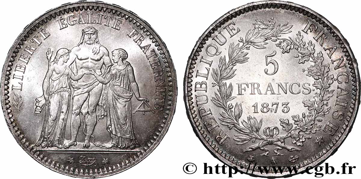 5 francs Hercule 1873 Paris F.334/9 FDC65 