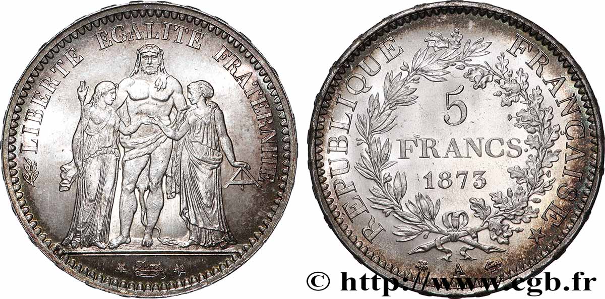 5 francs Hercule 1873 Paris F.334/9 FDC65 