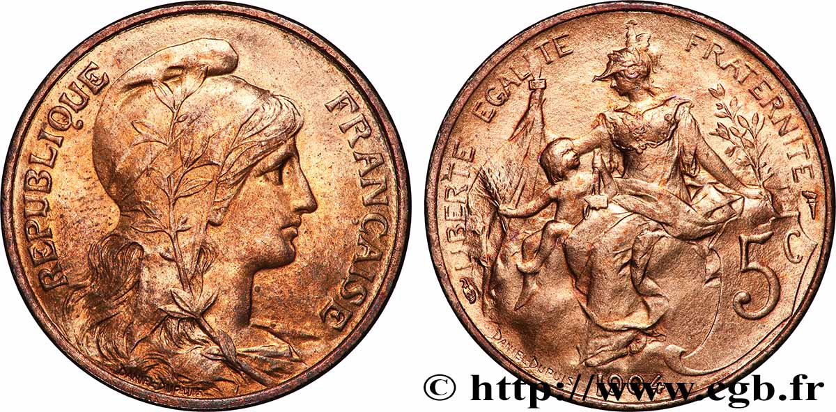 5 centimes Daniel-Dupuis 1904  F.119/14 FDC65 