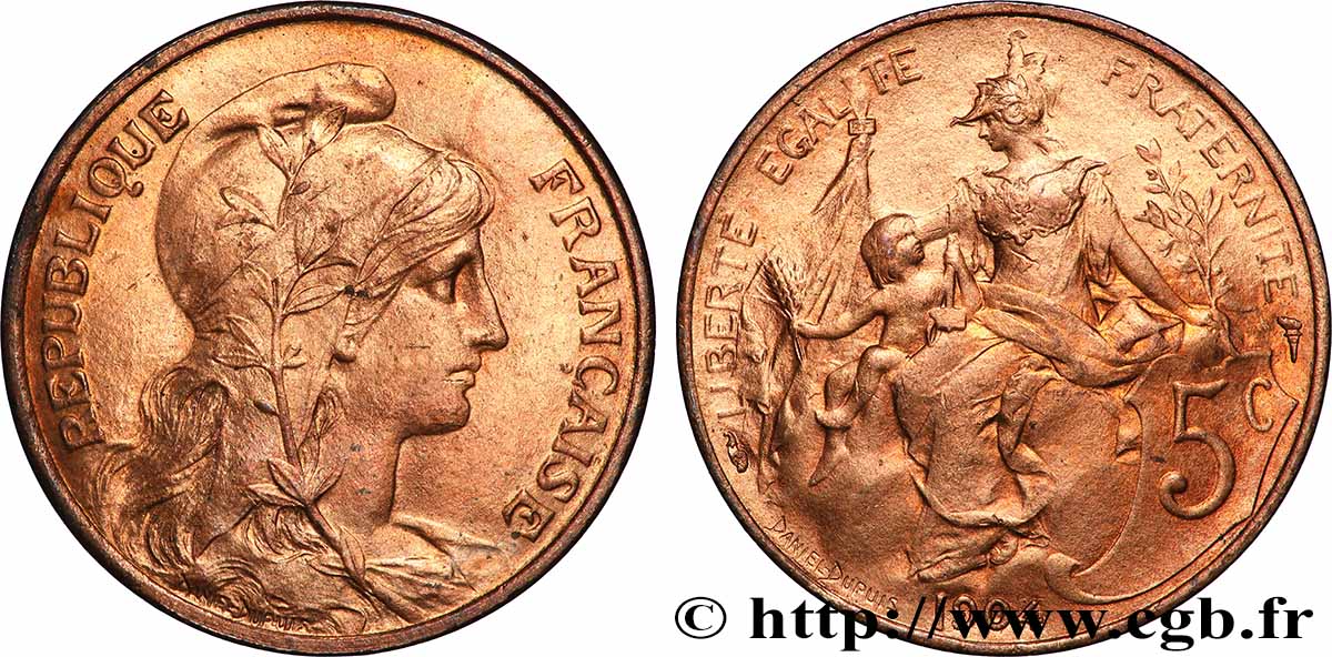 5 centimes Daniel-Dupuis 1904  F.119/14 MS64 