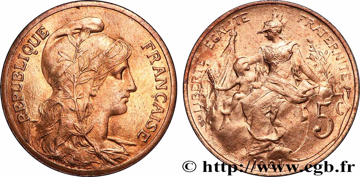 5 centimes Daniel-Dupuis 1901  F.119/11 MS64 