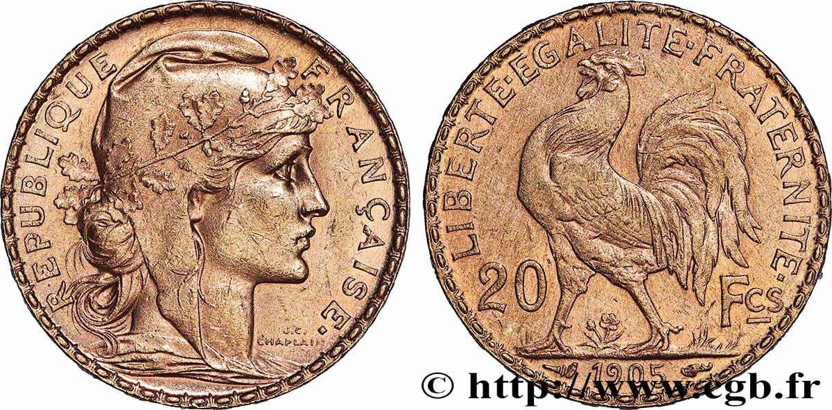 20 francs or Coq, Dieu protège la France 1905 Paris F.534/10 TTB 
