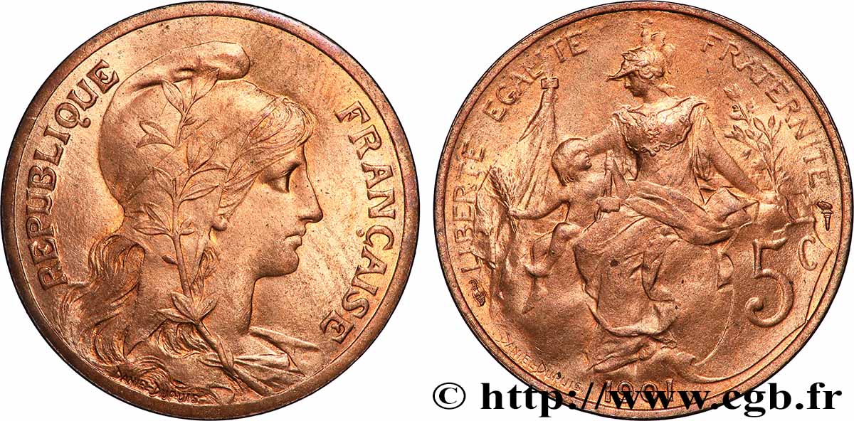5 centimes Daniel-Dupuis 1901  F.119/11 MS65 