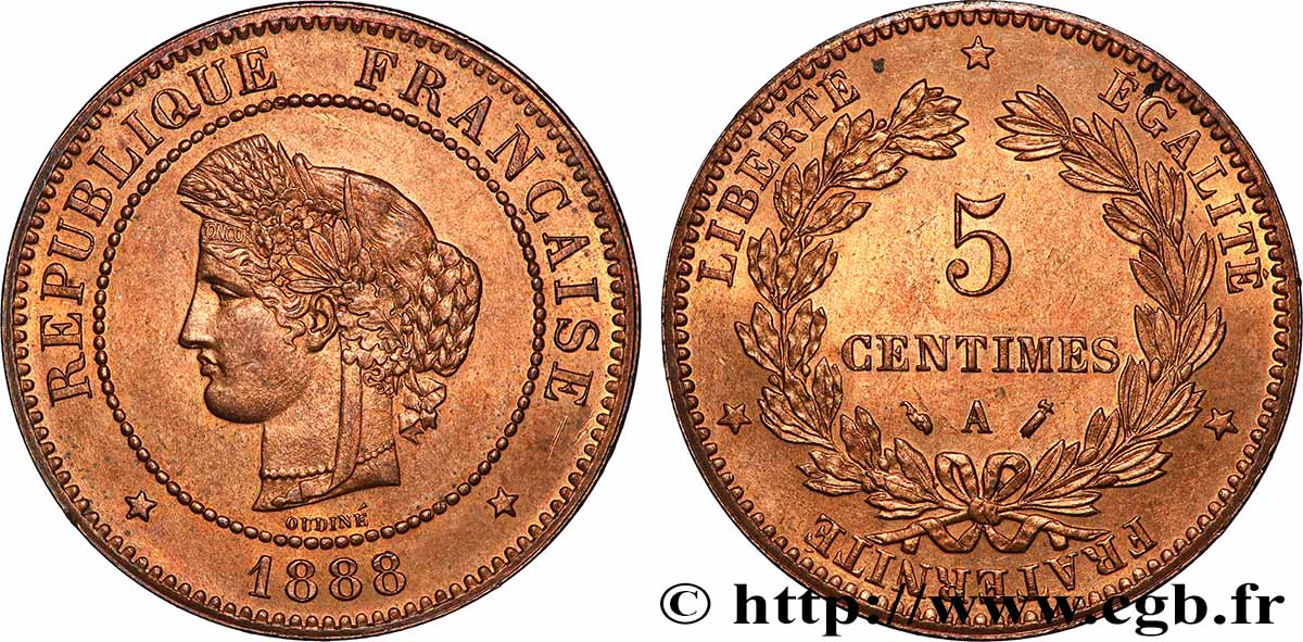 5 centimes Cérès 1888 Paris F.118/30 SUP62 