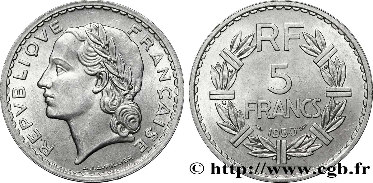 5 francs Lavrillier, aluminium 1950  F.339/20 SUP60 