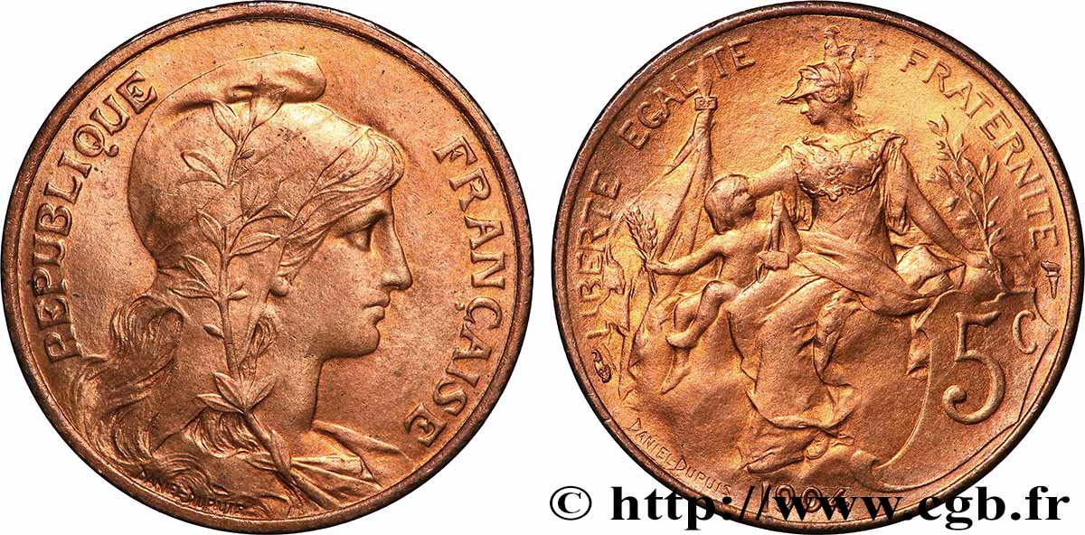 5 centimes Daniel-Dupuis 1904  F.119/14 MS65 