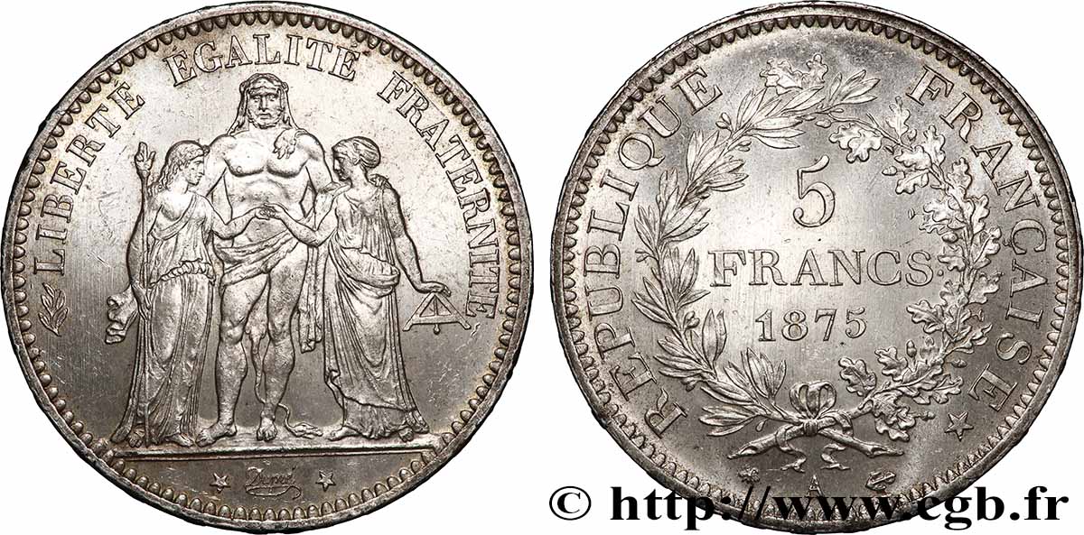 5 francs Hercule 1875 Paris F.334/14 SUP+ 