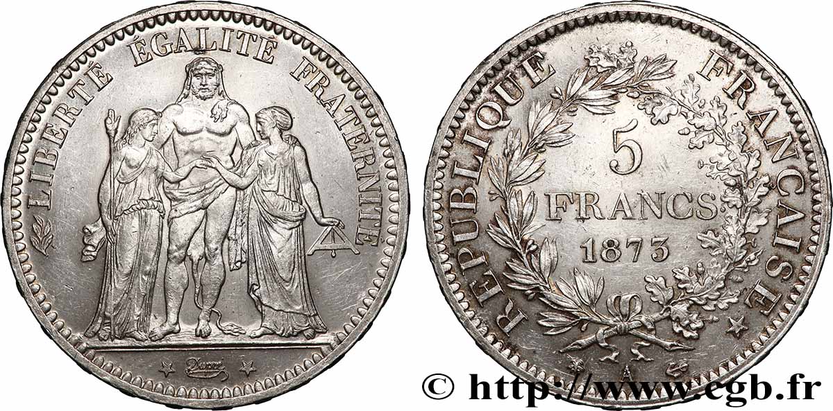 5 francs Hercule 1873 Paris F.334/9 SUP+ 