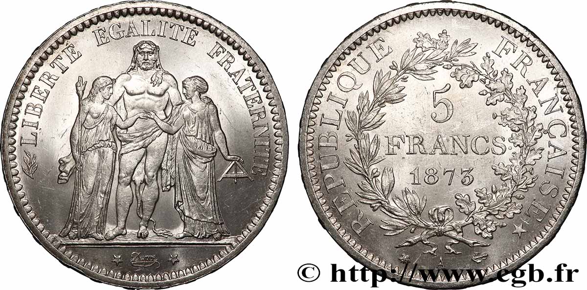 5 francs Hercule 1873 Paris F.334/9 SUP+ 