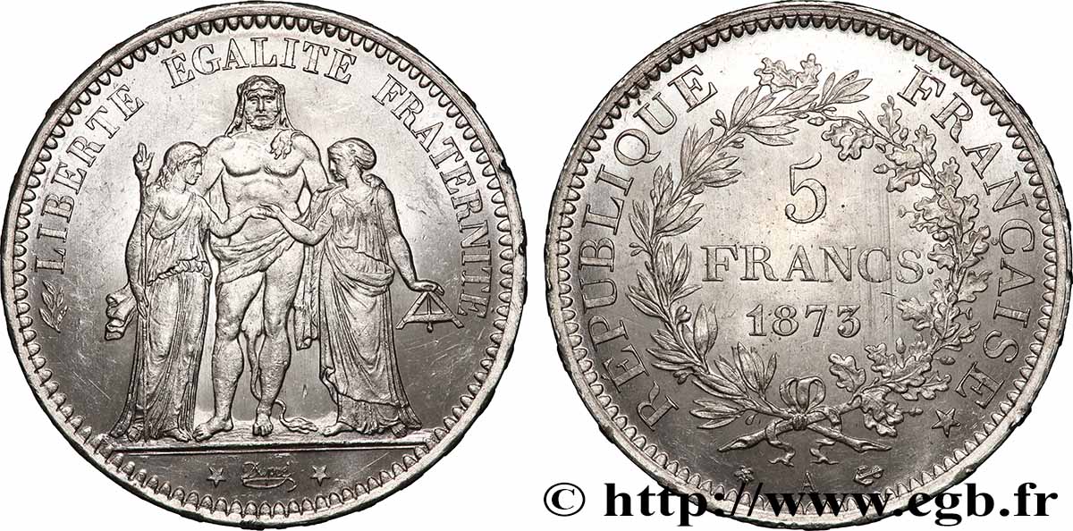 5 francs Hercule 1873 Paris F.334/9 SUP62 