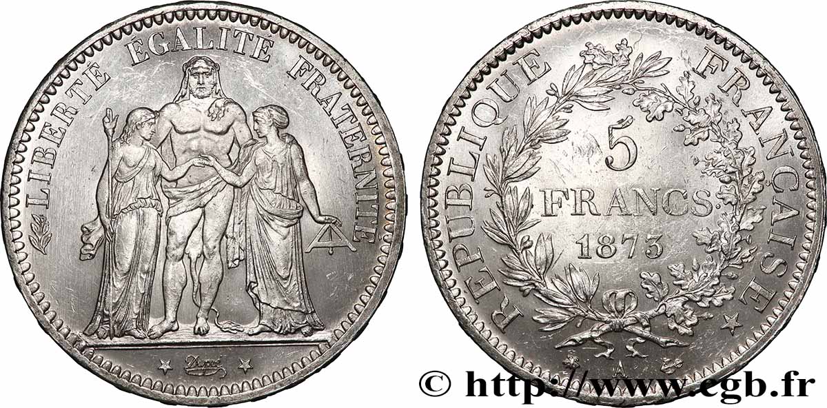 5 francs Hercule 1873 Paris F.334/9 EBC+ 