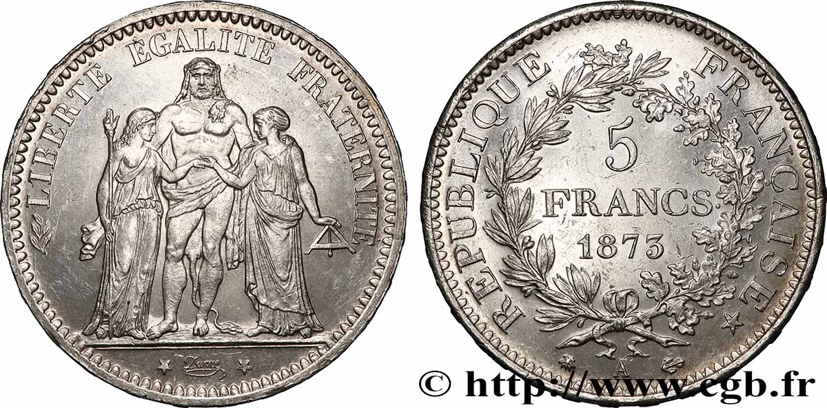 5 francs Hercule 1873 Paris F.334/9 SUP62 