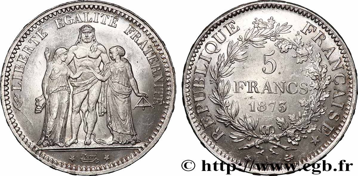5 francs Hercule 1873 Paris F.334/9 SUP62 