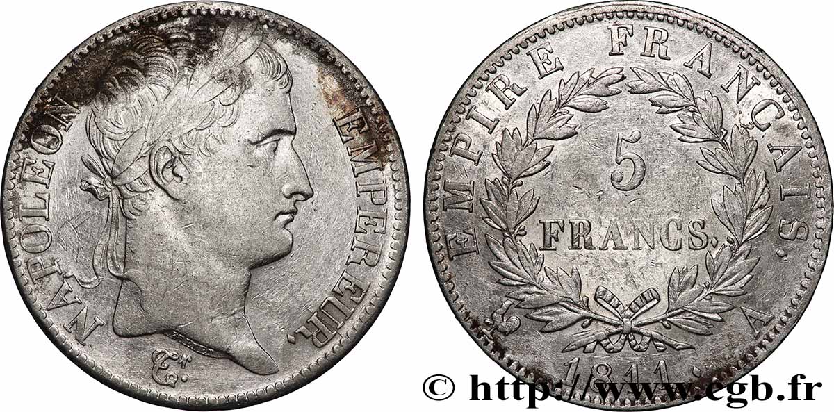 5 francs Napoléon Empereur, Empire français 1811 Paris F.307/27 BB 