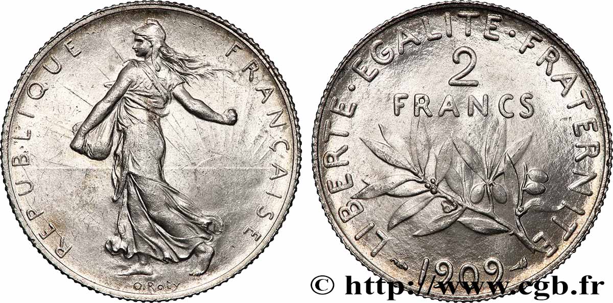 2 francs Semeuse 1909  F.266/11 MS62 