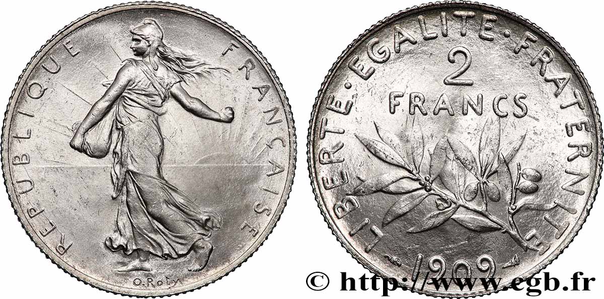 2 francs Semeuse 1909  F.266/11 SPL64 