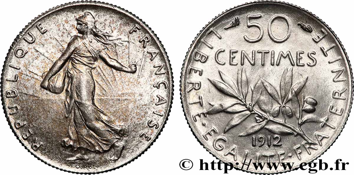 50 centimes Semeuse 1912 Paris F.190/19 SPL63 