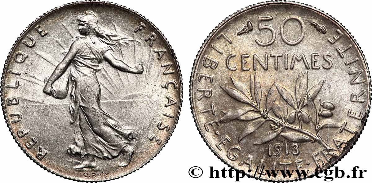 50 centimes Semeuse 1913 Paris F.190/20 FDC65 