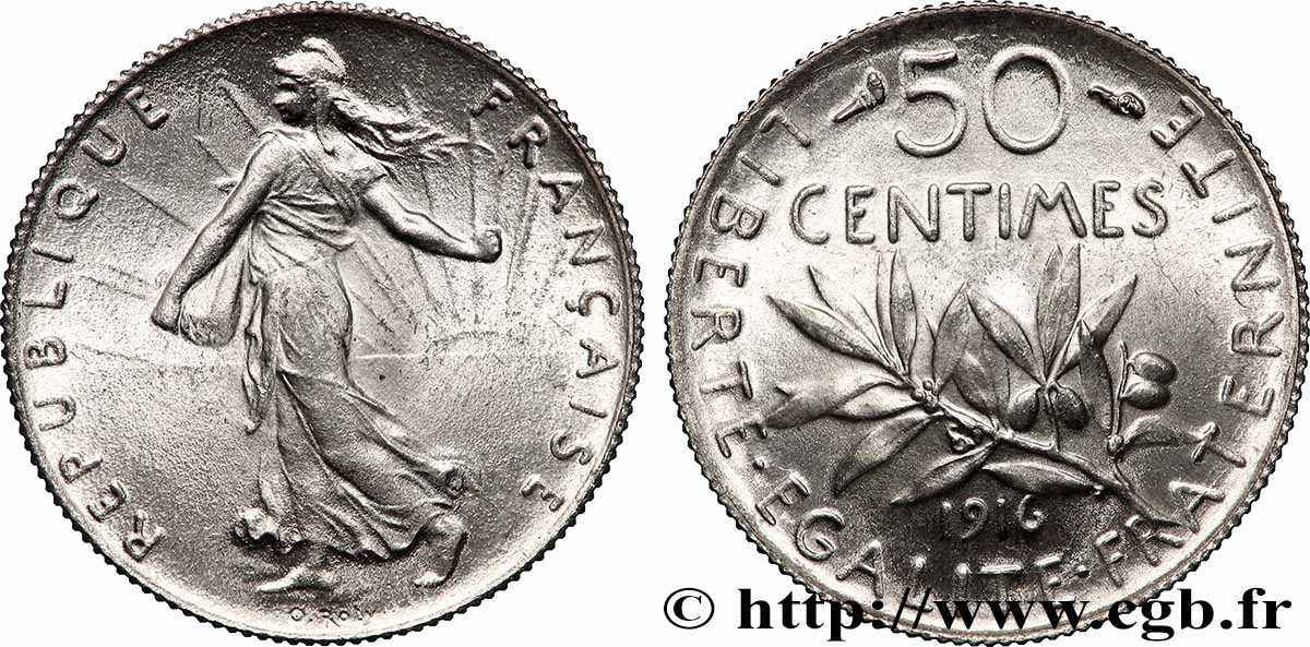 50 centimes Semeuse 1916  F.190/23 MS65 