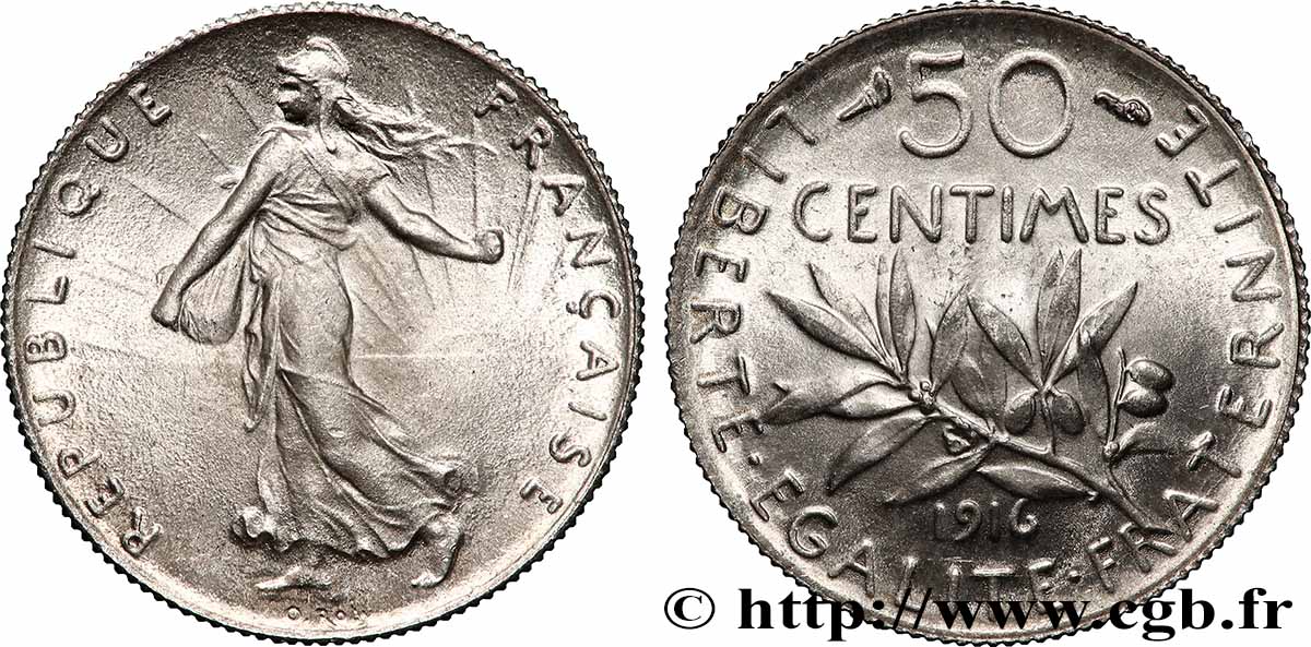 50 centimes Semeuse 1916  F.190/23 FDC65 