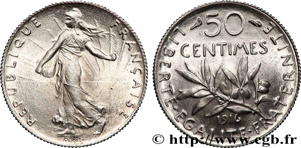 50 centimes Semeuse 1916  F.190/23 FDC65 