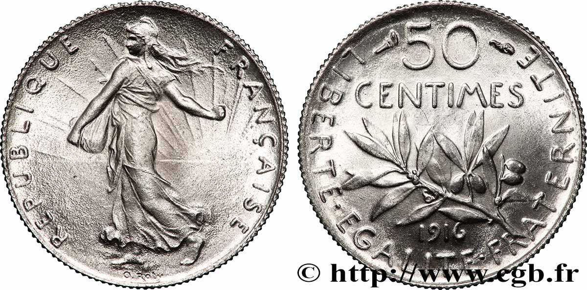 50 centimes Semeuse 1916  F.190/23 FDC65 
