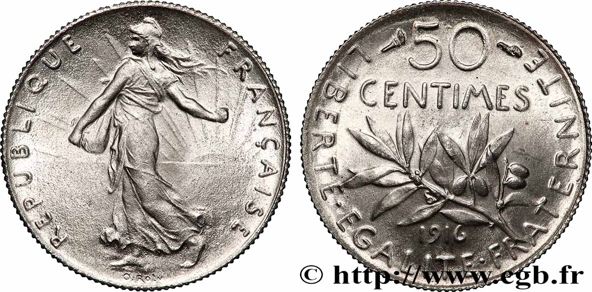 50 centimes Semeuse 1916  F.190/23 FDC65 