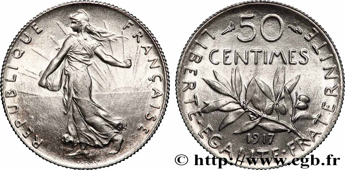 50 centimes Semeuse 1917  F.190/24 MS64 