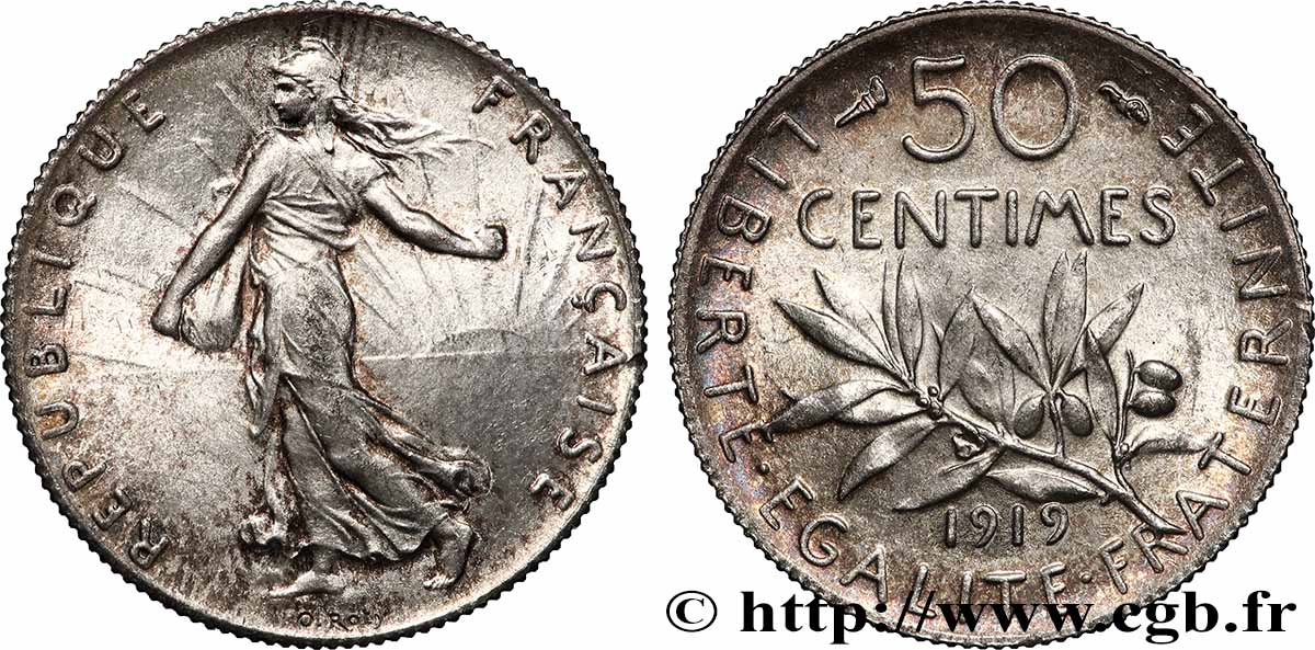 50 centimes Semeuse 1919  F.190/26 MS65 