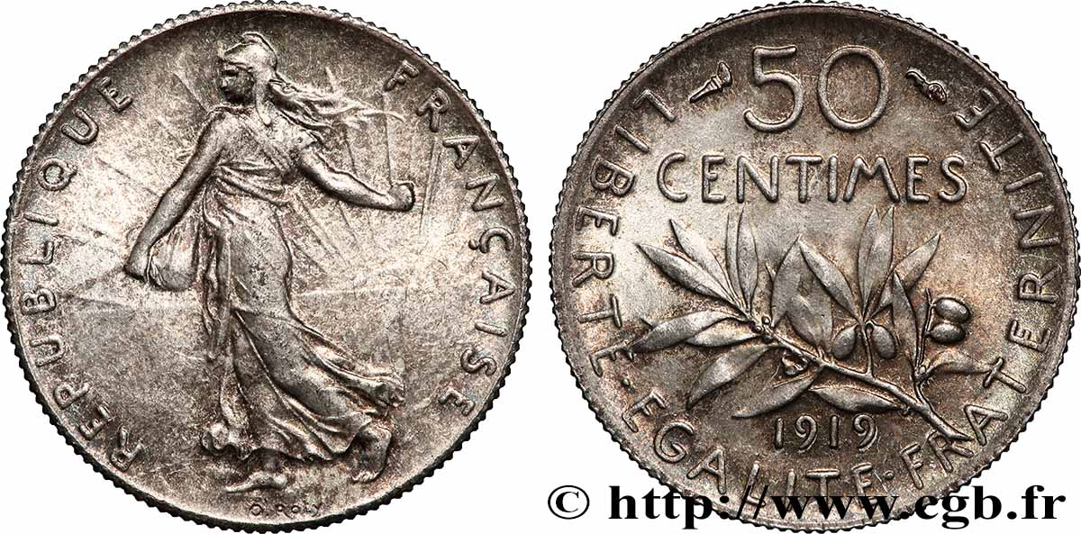 50 centimes Semeuse 1919  F.190/26 MS65 