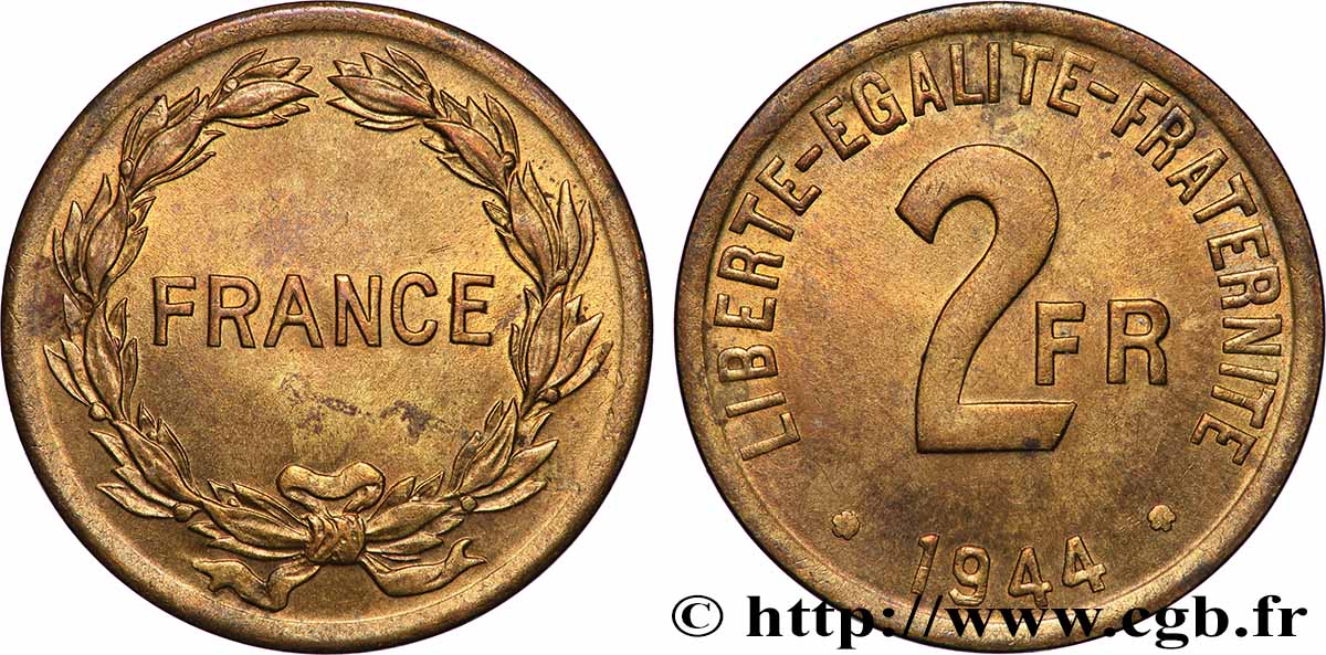 2 francs France 1944  F.271/1 AU 