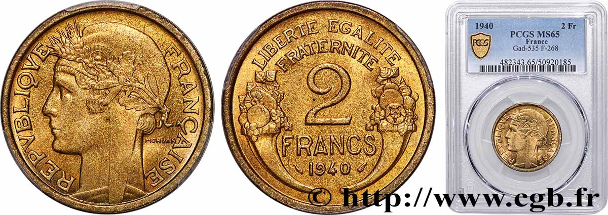 2 francs Morlon 1940  F.268/13 FDC65 PCGS
