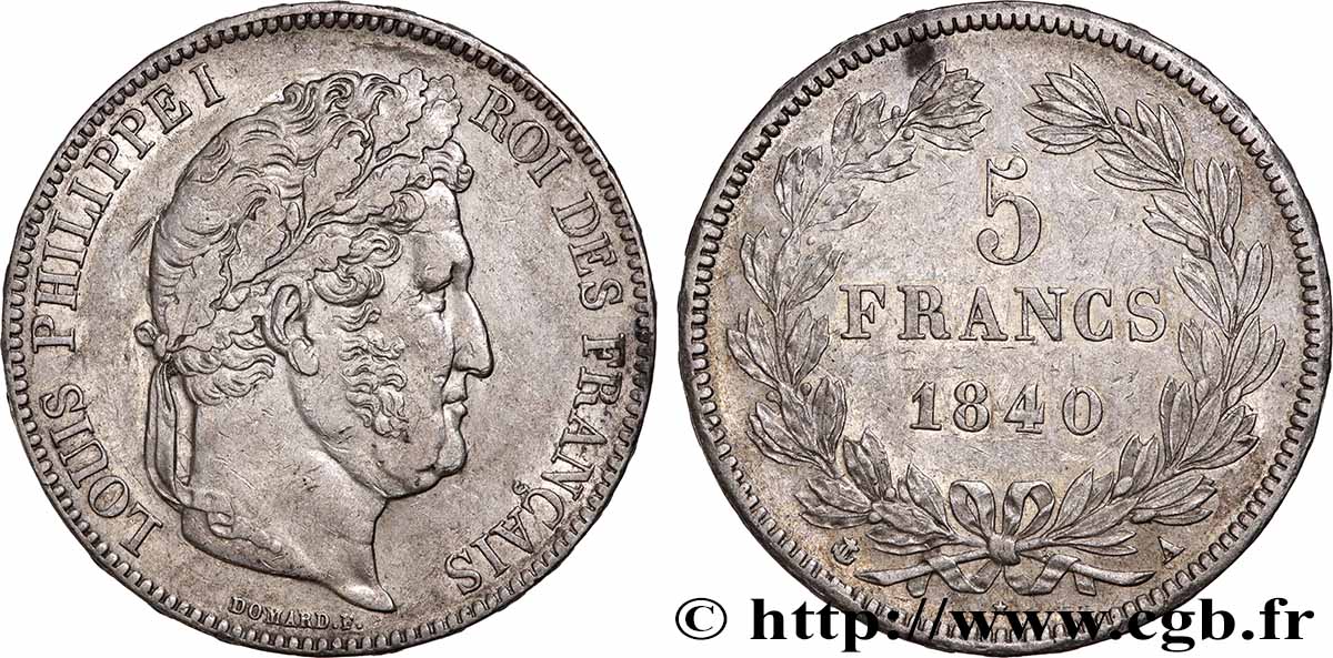 5 francs IIe type Domard 1840 Paris F.324/83 TTB 