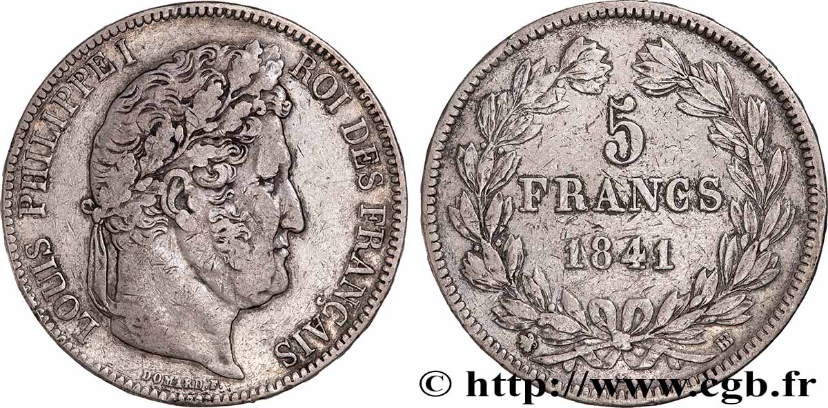 5 francs IIe type Domard 1841 Strasbourg F.324/92 TB 