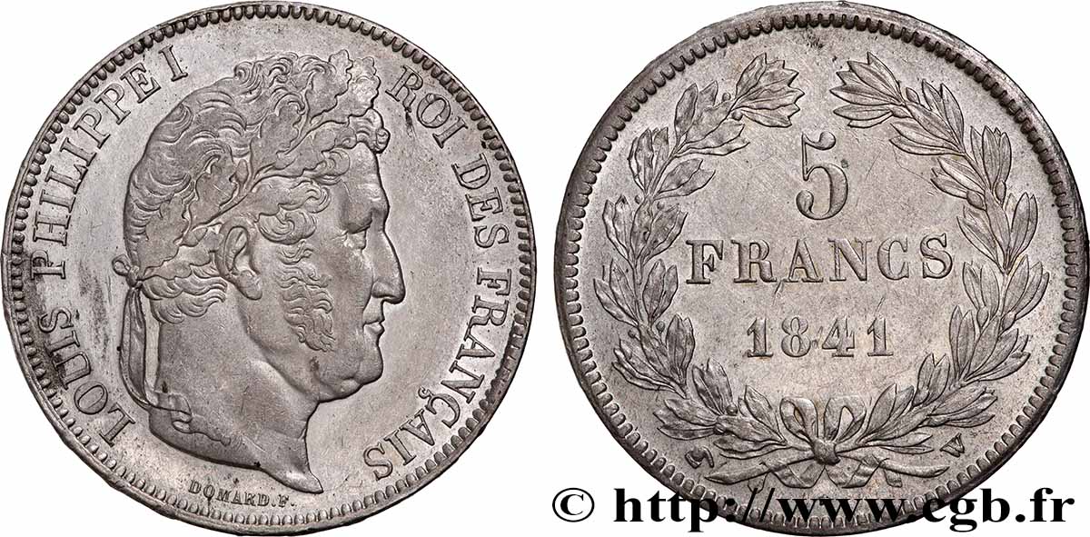5 francs IIe type Domard 1841 Lille F.324/94 TTB+ 