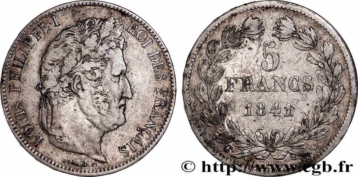 5 francs IIe type Domard 1841 Lille F.324/94 TB 